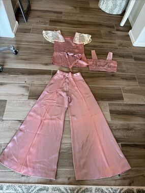 Jessica's Gunnies Gunne Sax XS/S Dusty Rose satin 3 piece set